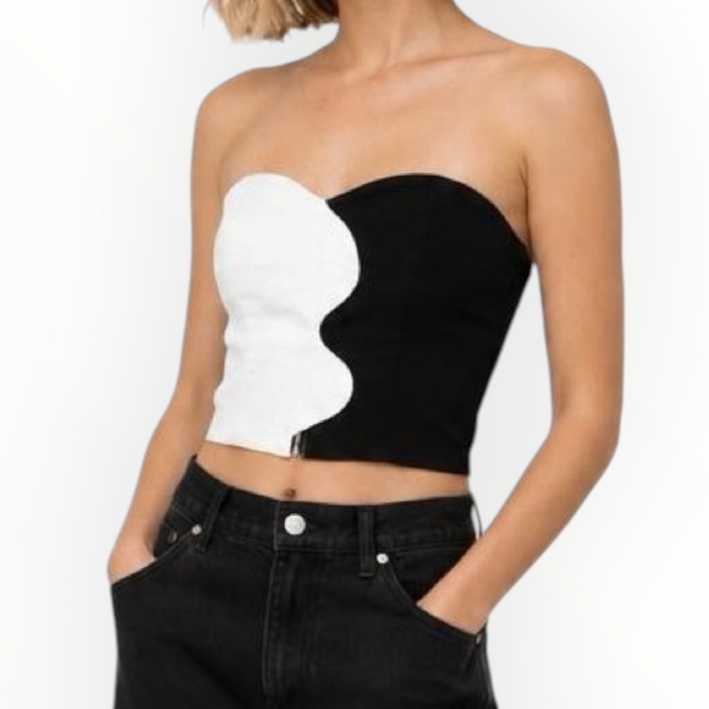 Find Me Now Yin Yang Colorblock Corset Top Black White Sweetheart SS3749TP Small